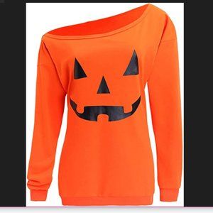 Women’s Halloween Orange Jack-o’-Lantern Shirt.